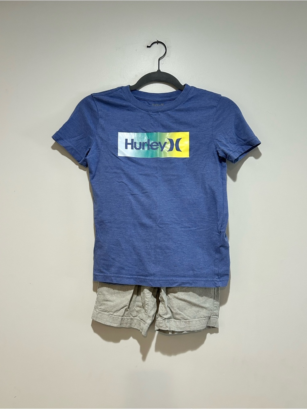 Hurley Blue Short Sleeve Tee with Multicolor Logo